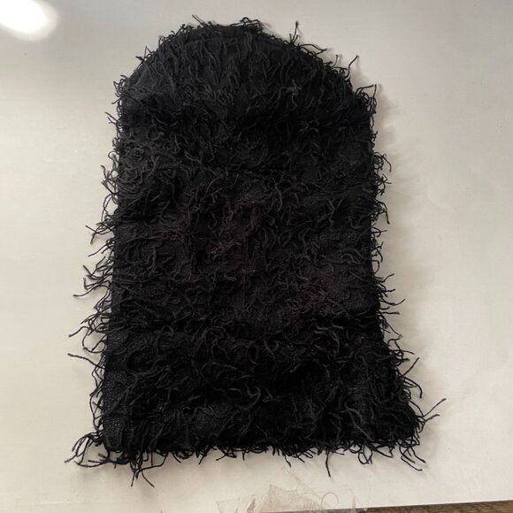 Black Shaggy Knit Balaclava Costume Mask - Picture 5 of 5